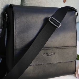 Coach Houston Leather Map Messenger Bag